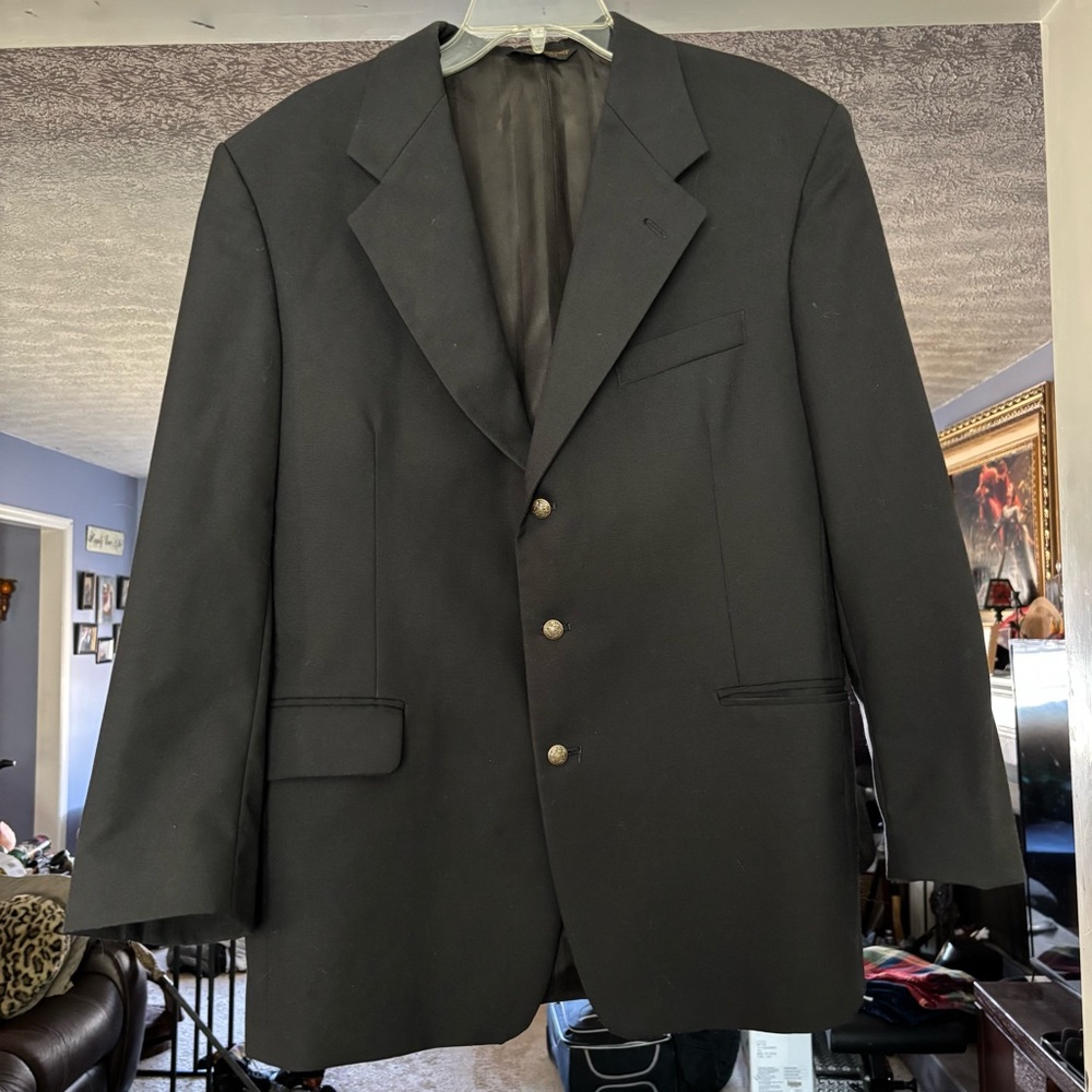 Adolfo Couture Black Blazer with Notched Lapels and Classic Fit, Size M